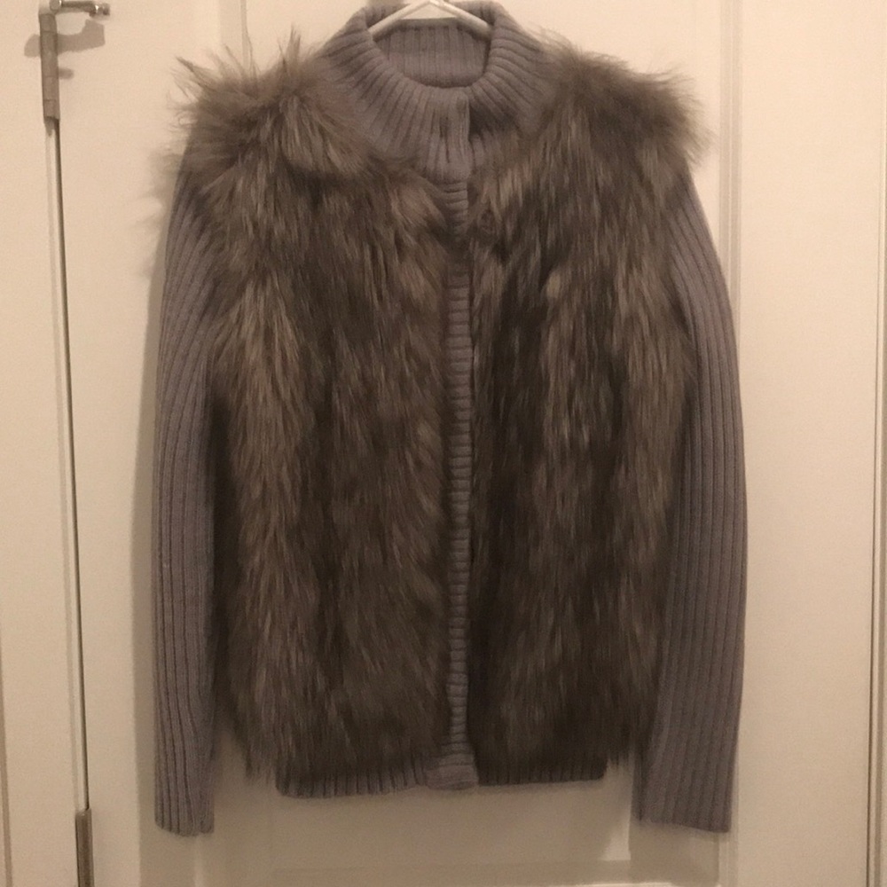 Micheal Kors Sweater Vest with Faux Coyote Fur